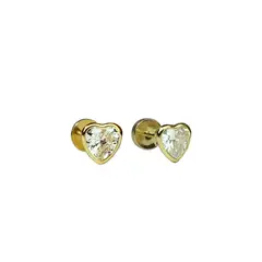 MODAS LILLO - Aro Bebé Abridor corazón Birola circón Oro 18k Joyas