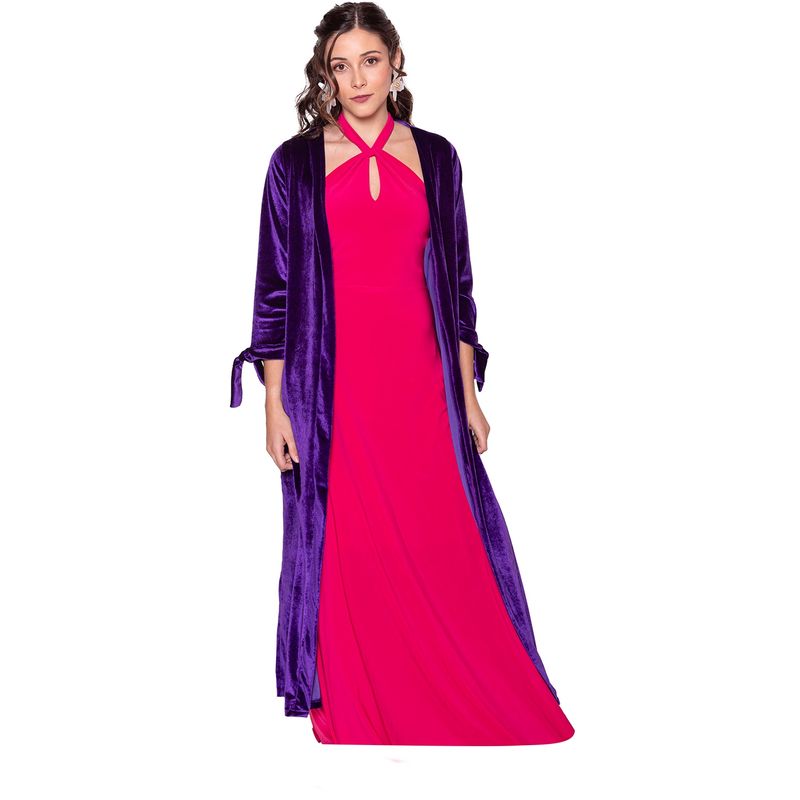 MARIA PASKARO - Tapado Kimono Largo Verona Purpura Terciopelo Maria Paskaro - Púrpura