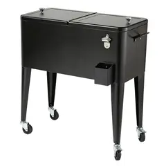 BOZZO - Cooler Retro Metálico Negro 60 Litros