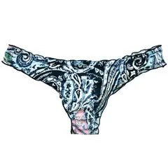 SAMIA - Bikini calzón tanga arruchada estampado azul SAMIA.