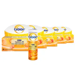 BION - Pack Cebión Vitamina C 10 Comprimidos Efervescentes X 5ud
