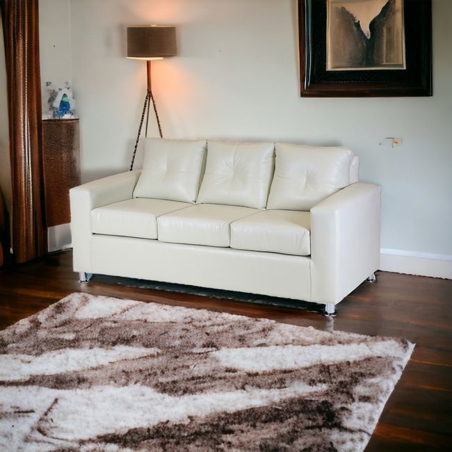 MUEBLES AMERICA - Sofá George 3 Cuerpos Cuero Sintético Beige