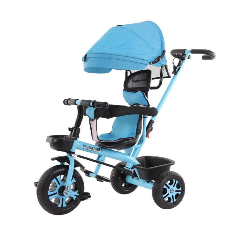 MUNDO ONLINE - Coche Triciclo Infantil 4 En 1 Celeste