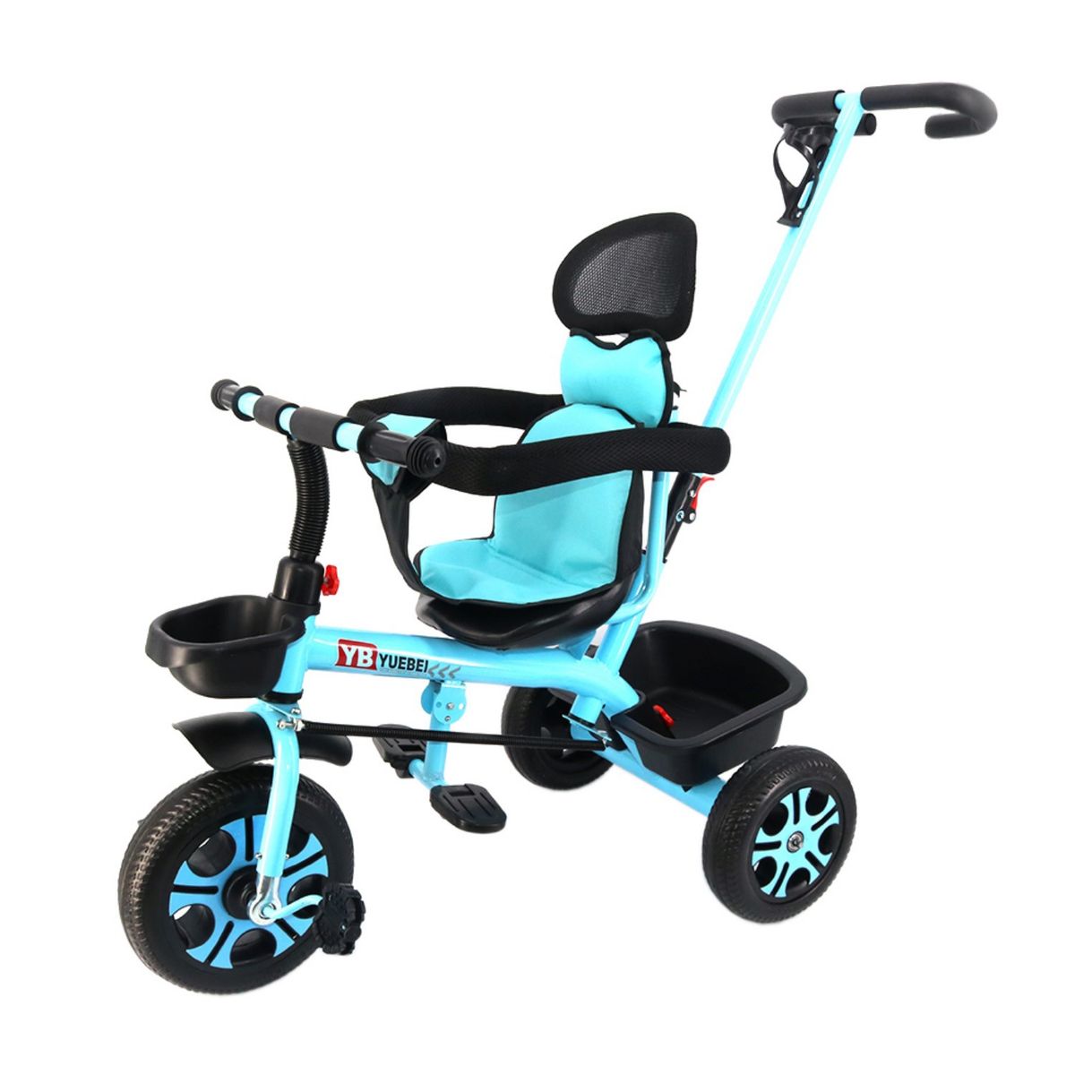MUNDO ONLINE - Coche Triciclo Infantil 4 En 1 Celeste