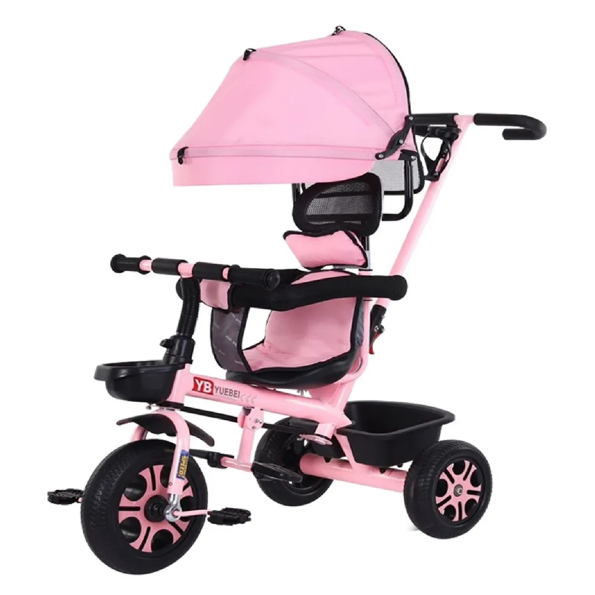 MUNDO ONLINE - Coche Triciclo Infantil 4 En 1 Rosado