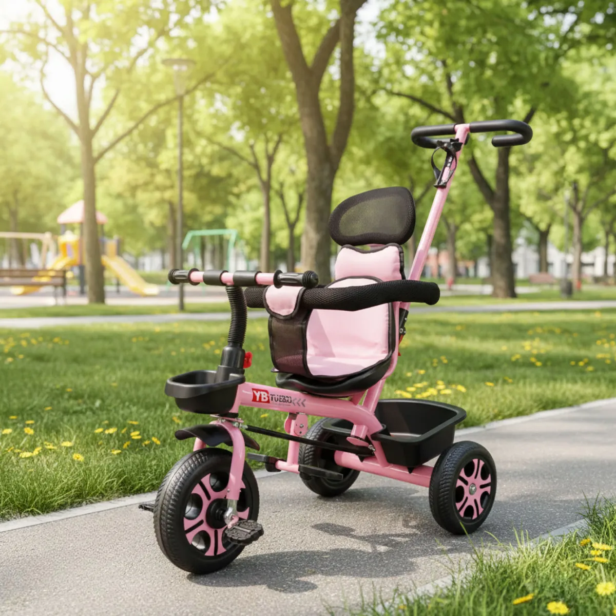 MUNDO ONLINE - Coche Triciclo Infantil 4 En 1 Rosado