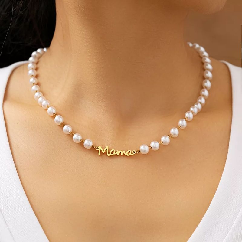 LUXURYJOYAS - Collar Perlas oro Mamá especial día de la madre mujer