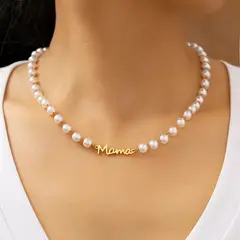 LUXURYJOYAS - Collar Perlas oro Mamá especial día de la madre mujer