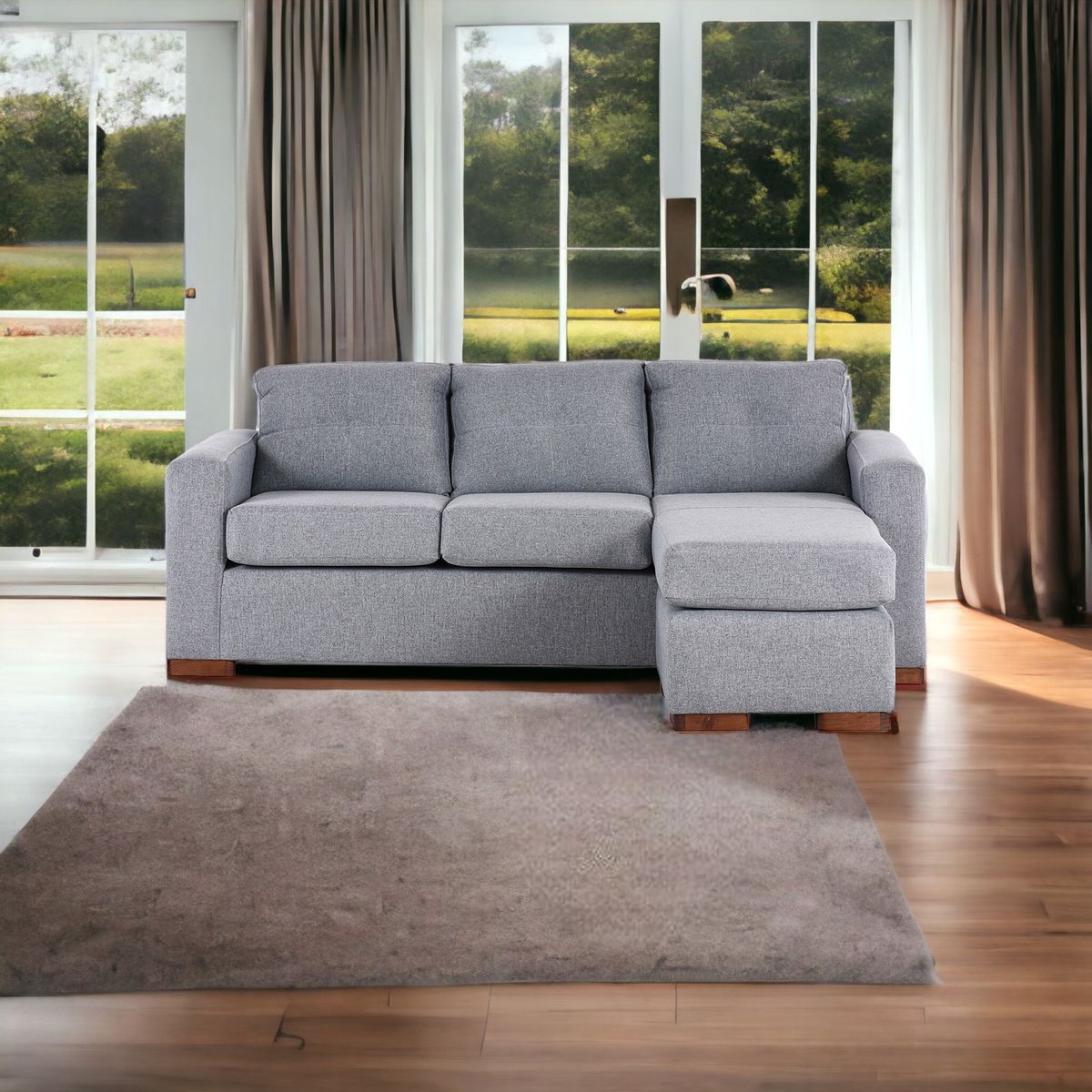 MUEBLES AMERICA - Seccional Multiposiciones Magic Tela Lino Gris
