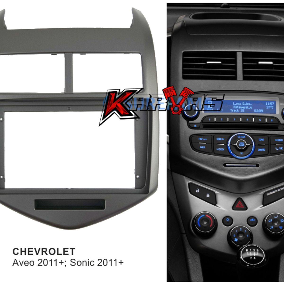 GENERICO - Bisel Radio Pantalla Chevrolet Sonic 2011 - 2013 9pul Karvas