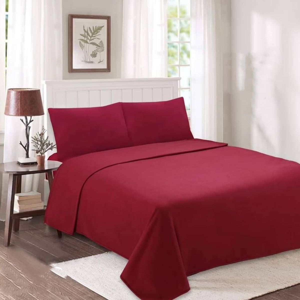 GENERICO - sabana de polar burdeo  1.5 plaza unicolor, suave, cómoda 3 piezas.