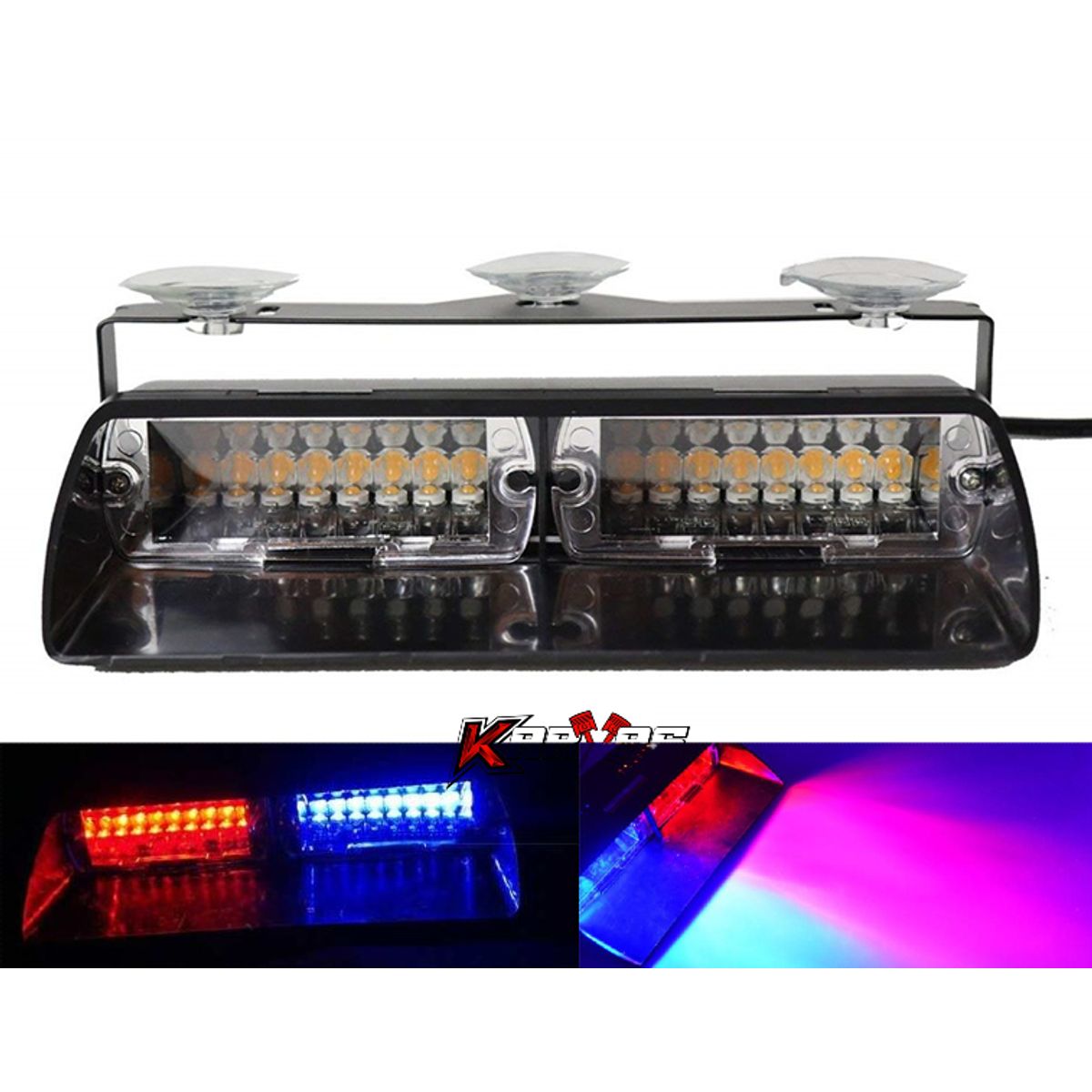 GENERICO - Baliza Led Parabrisas Federal Viper S2 Policial ROJO AZUL