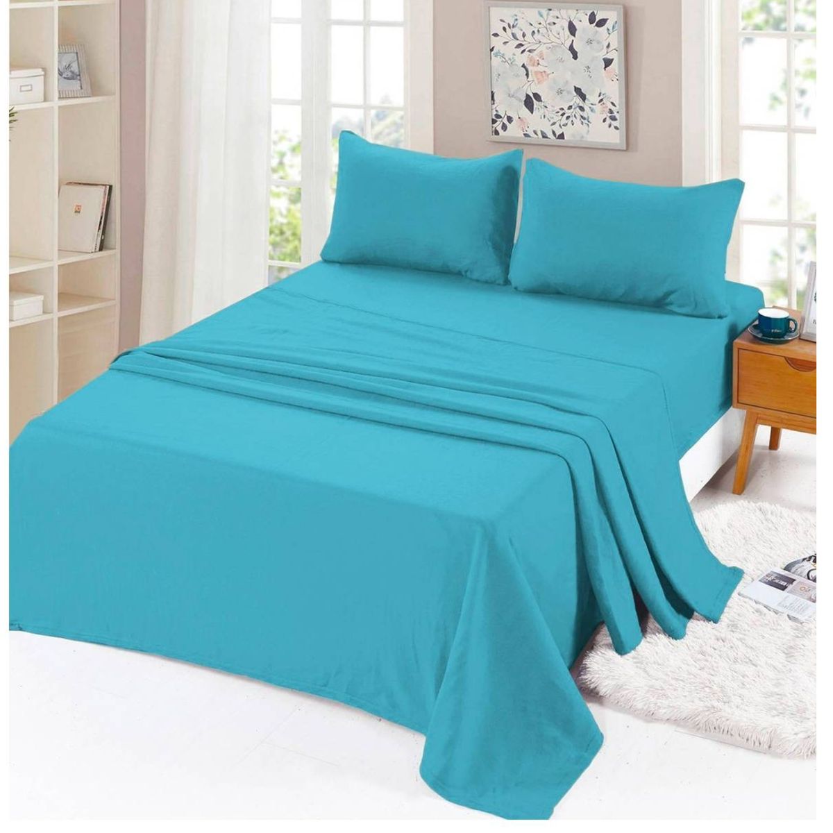 GENERICO - sabana de polar calipso 1.5 plaza unicolor, suave, cómoda 3 piezas.