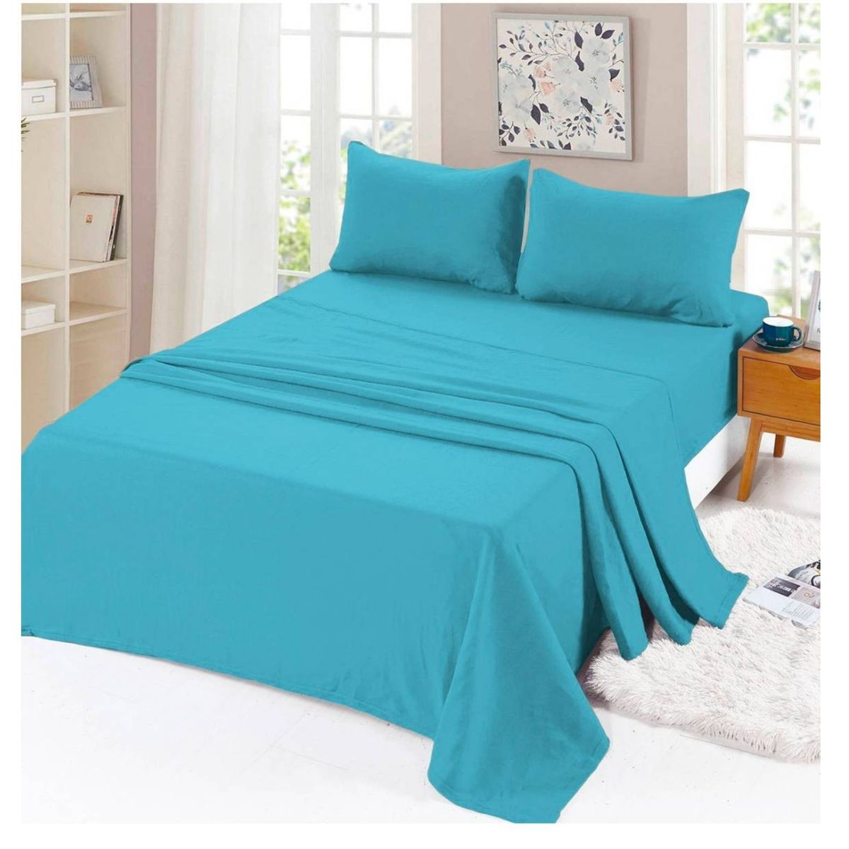 GENERICO - sabana de polar calipso 1.5 plaza unicolor, suave, cómoda 3 piezas.