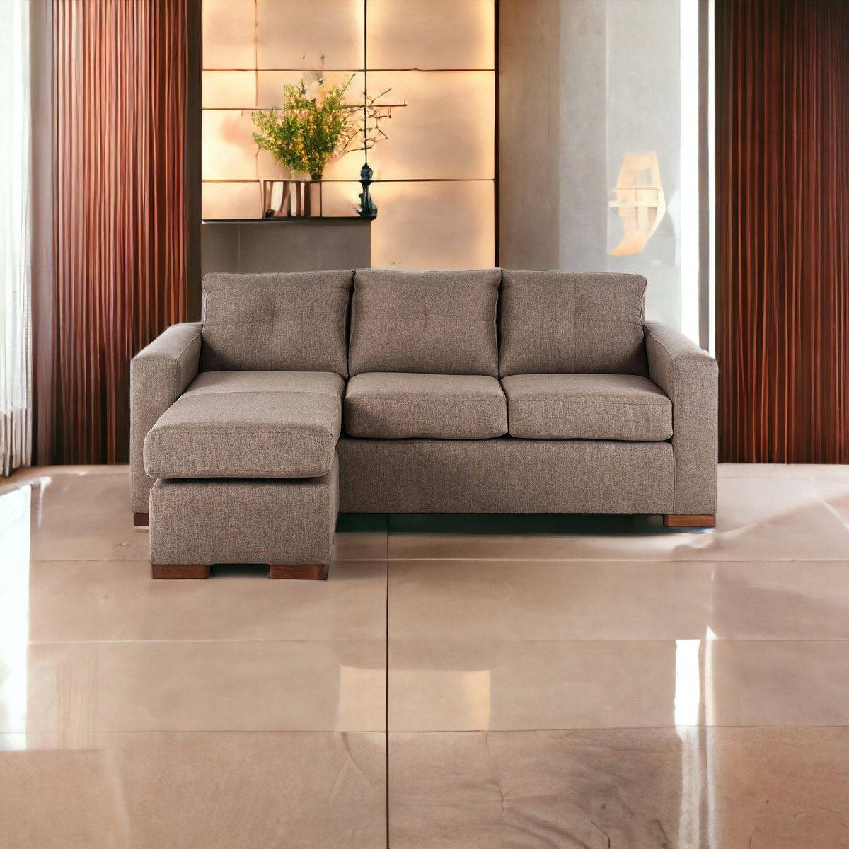 MUEBLES AMERICA - Seccional Multiposiciones Magic Tela Lino Café