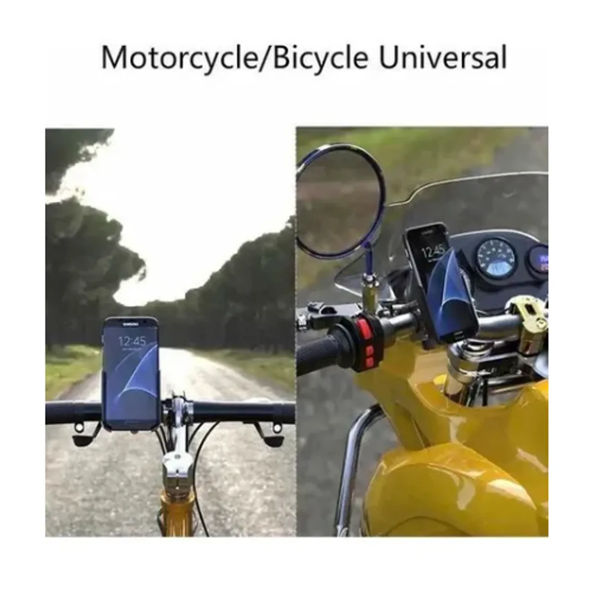 GENERICO - Soporte Metálico Porta Celular Para Moto Bicicleta Plateado