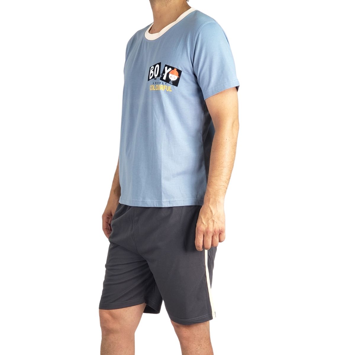LOOK SHOP - Pijama Hombre. Delgado. Short Y Polera. Boy 1704