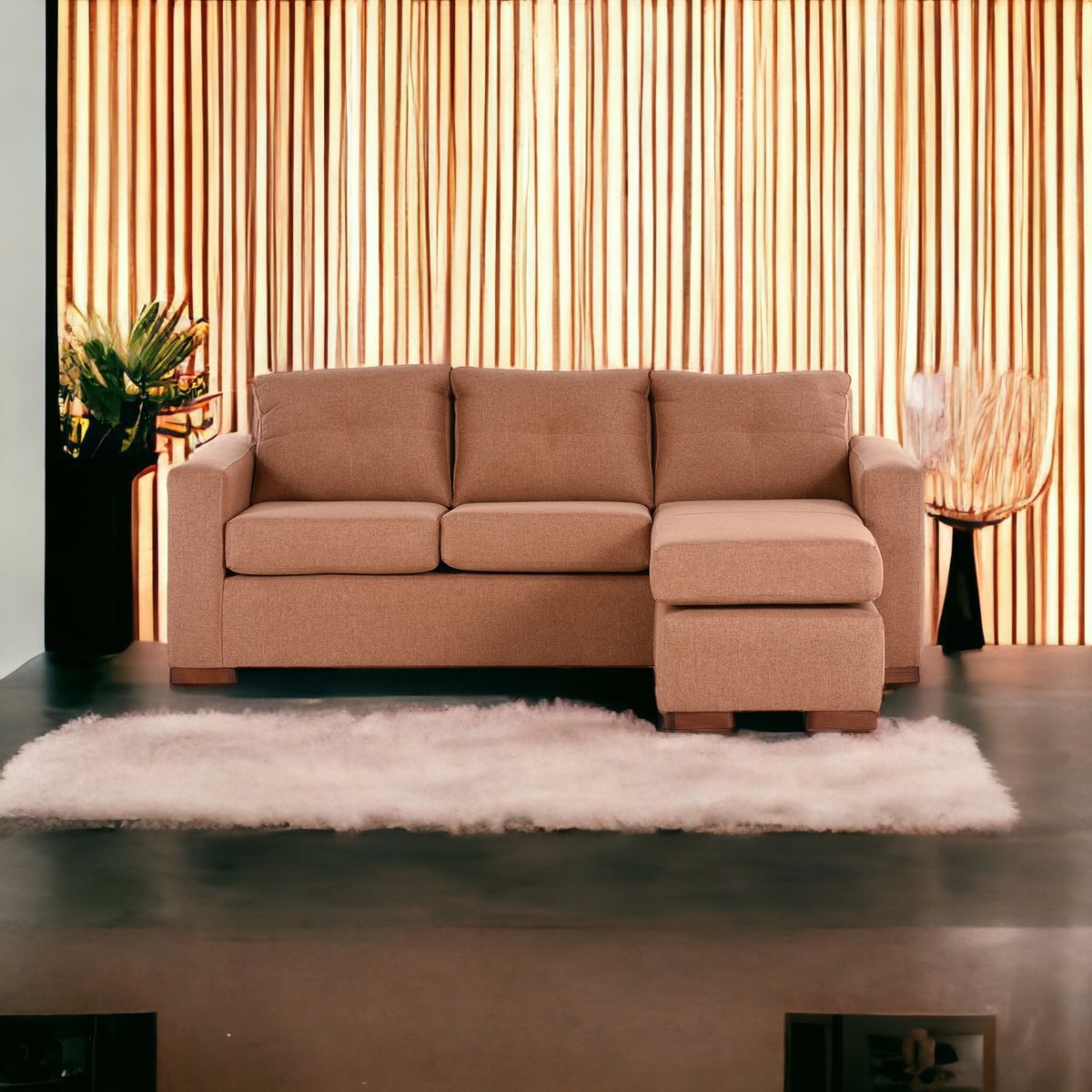 MUEBLES AMERICA - Seccional Multiposiciones Magic Tela Lino Mostaza