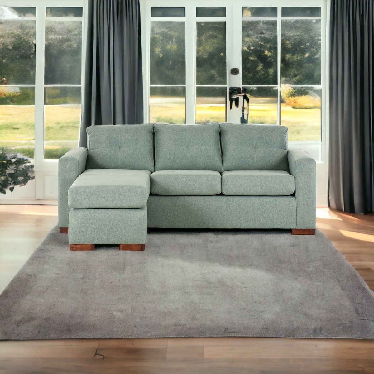 MUEBLES AMERICA - Seccional Multiposiciones Magic Tela Lino Verde Agua