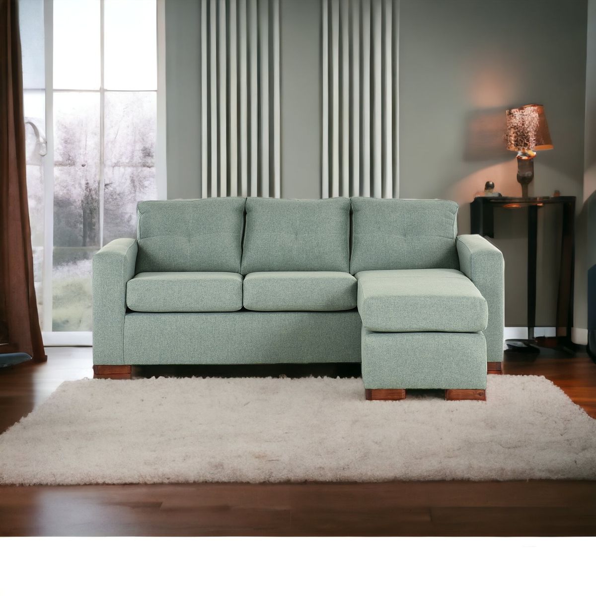 MUEBLES AMERICA - Seccional Multiposiciones Magic Tela Lino Verde Agua