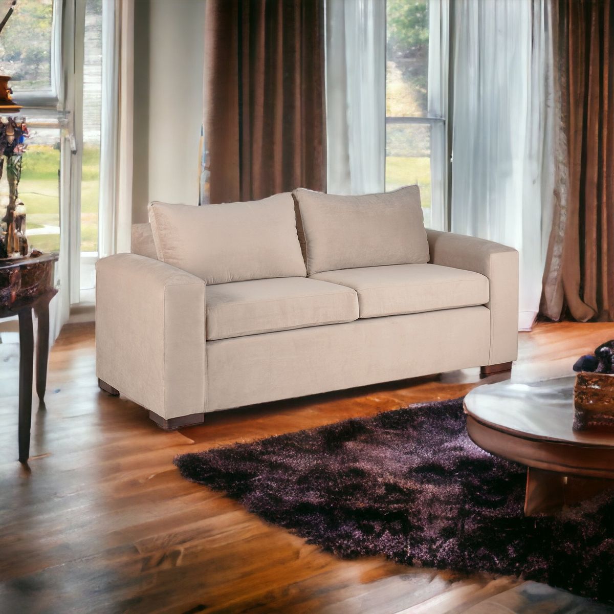 MUEBLES AMERICA - Sofá Neo 3 Cuerpos Tela Felpa Beige