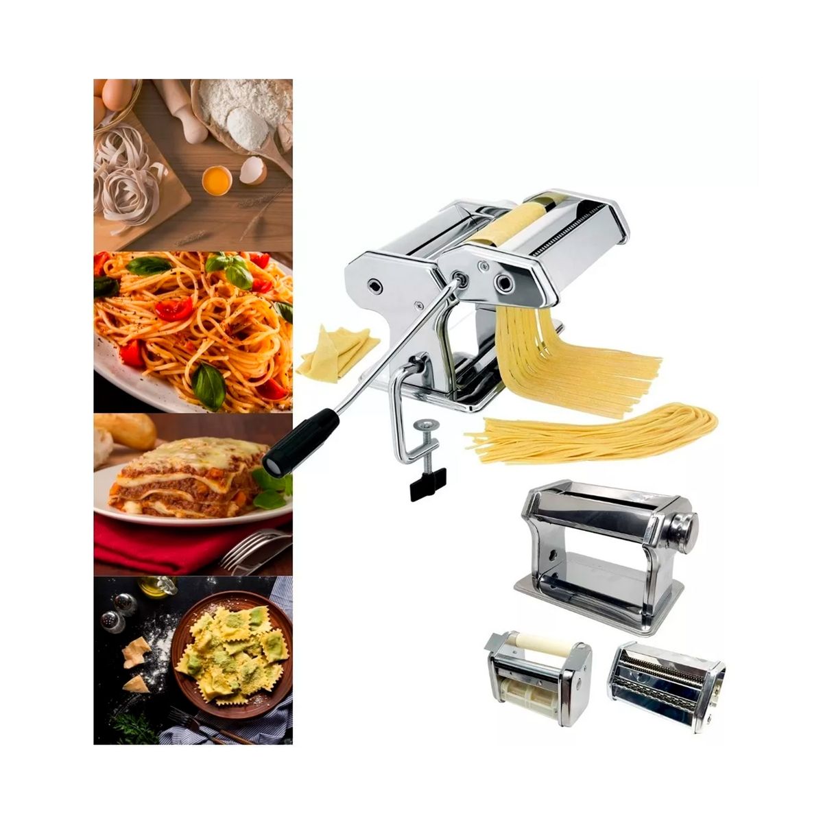 GENERICO - Maquina Para Hacer Pasta + Ravioles + Amasador 3 En 1