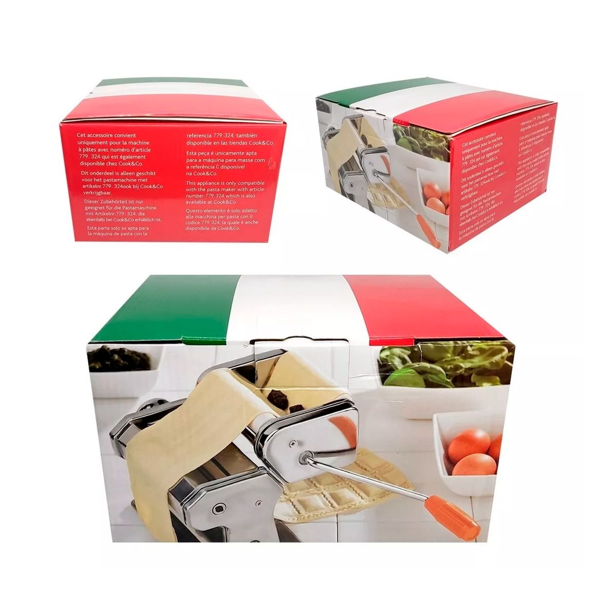 GENERICO - Maquina Para Hacer Pasta + Ravioles + Amasador 3 En 1