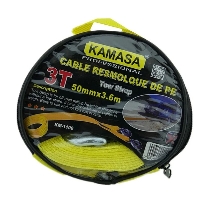 KAMASA - Cable Remolque Para Auto 3 Toneladas 50mm X 3.6m Kamasa