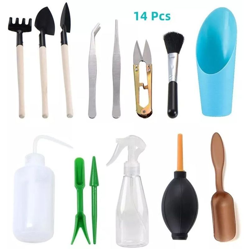 KUANGYE - Set Herramientas De Jardineria Suculentas 14 Accesorios