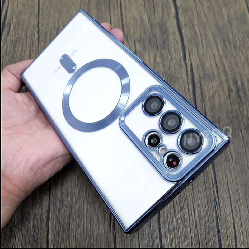GENERICO - Funda Transparente De Lujo Con Magfase para S23 ULTRA Celeste