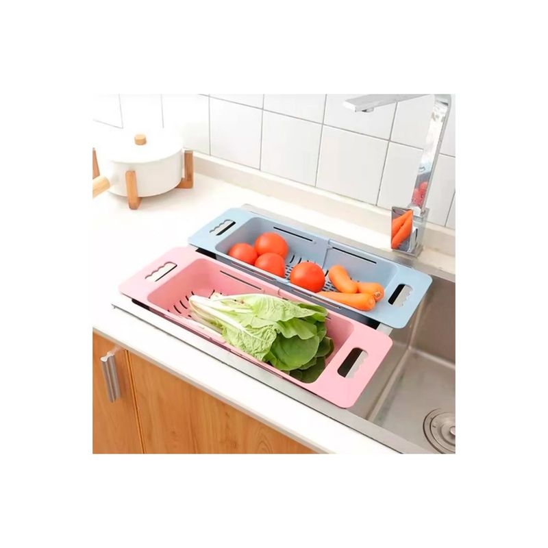 GENERICO - Colador Cesta Extensible Lavaplato Rosa