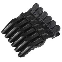 GENERICO - Set Tomador De Cabello Tipo Cocodrio Peluqueria 6und Negro -