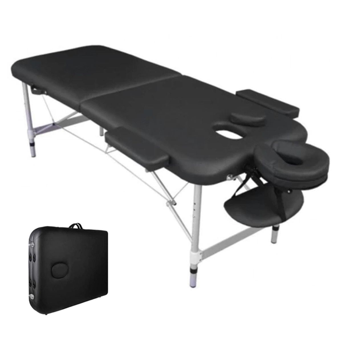 LUMAX - Camilla de Masajes de Aluminio Negro