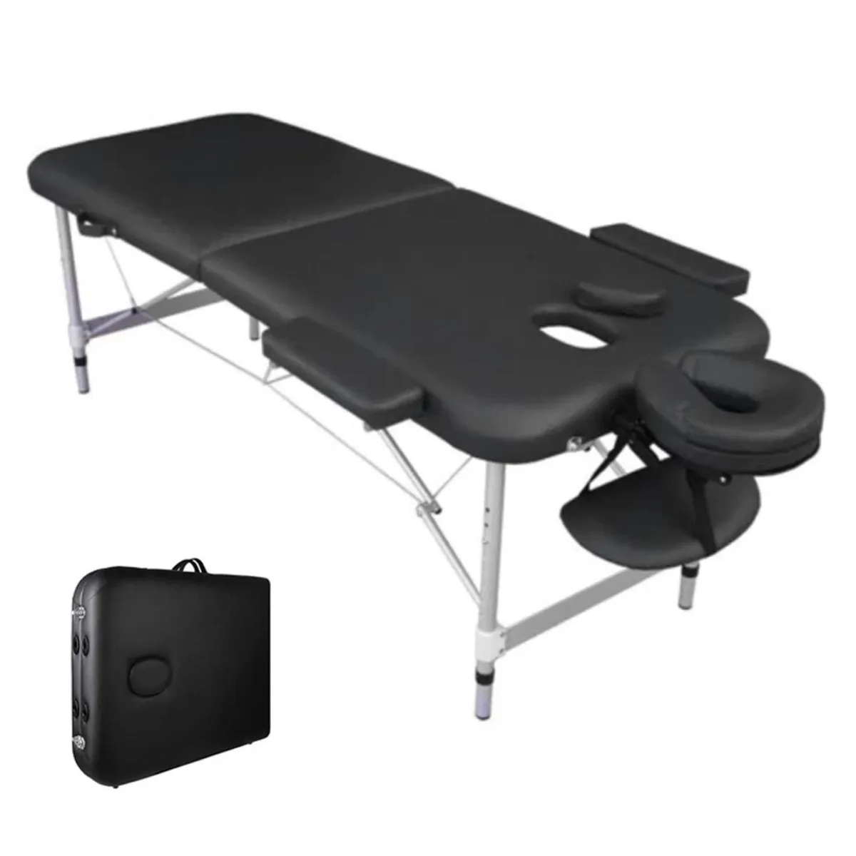 LUMAX - Camilla de Masajes de Aluminio Negro