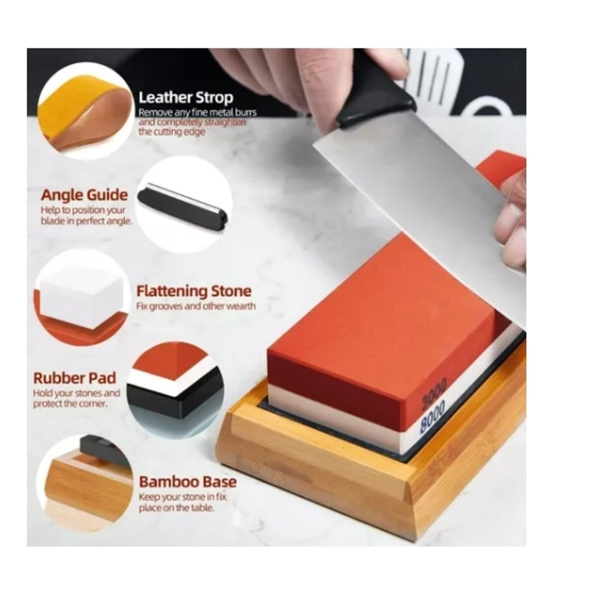 ESHOPANGIE - Juego De Piedra Afiladora Cuchillos 400 / 1000 / 3000 / 8000