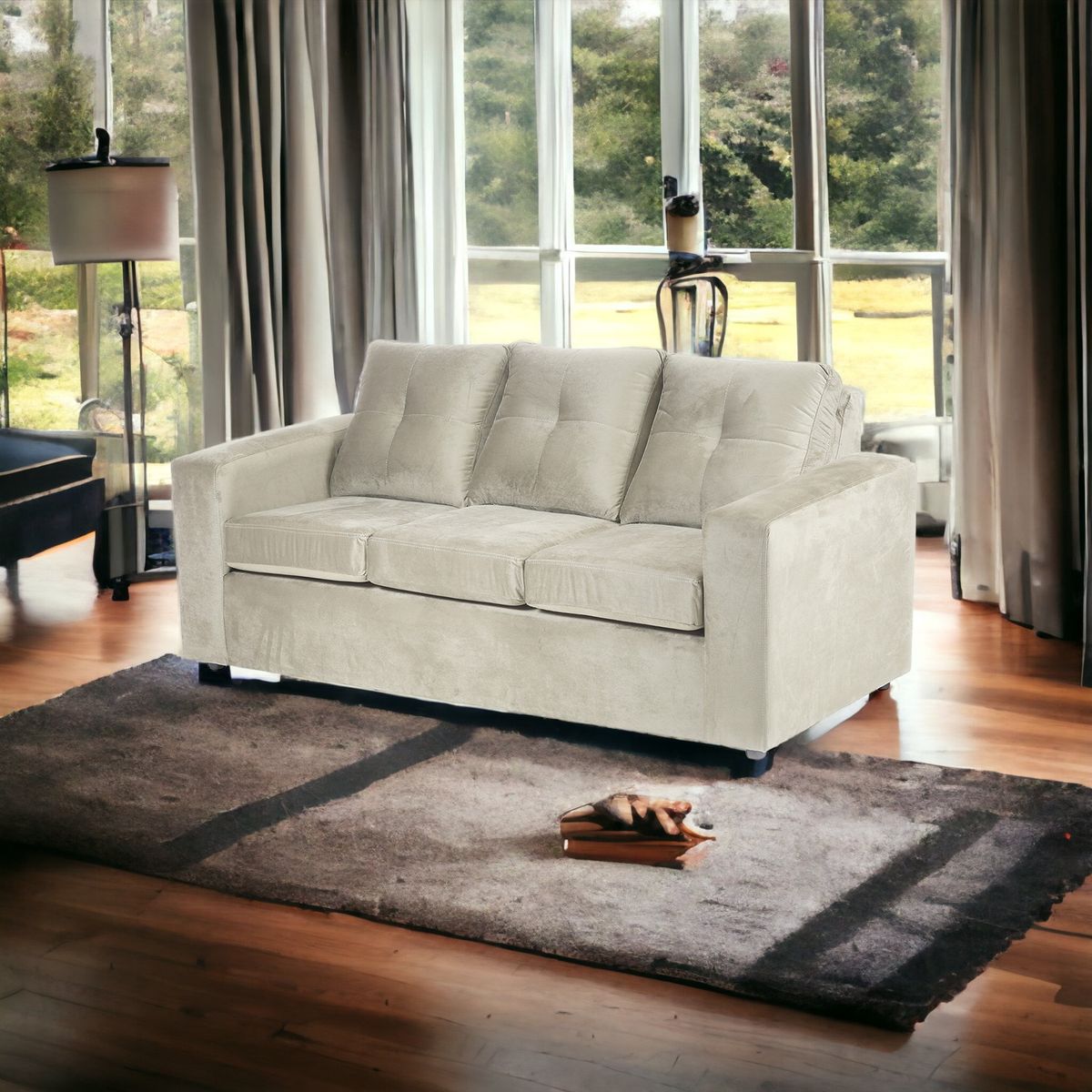 MUEBLES AMERICA - Sofá Emilia 3 Cuerpos Tela Beige