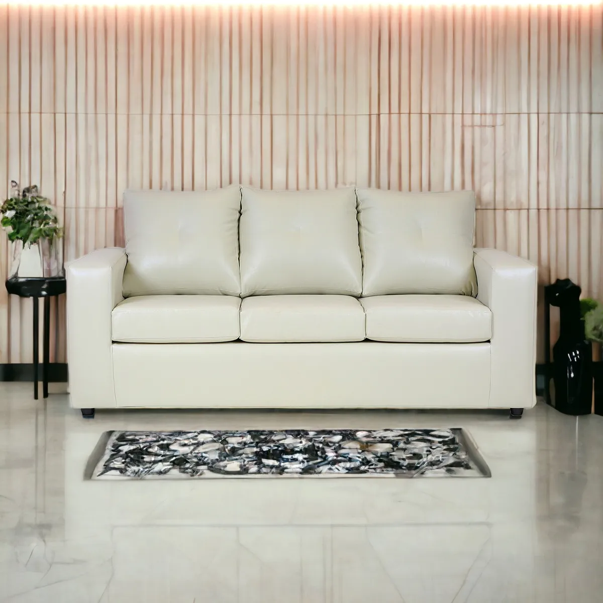 MUEBLES AMERICA - Sofá Emilia 3 Cuerpos Pu Beige