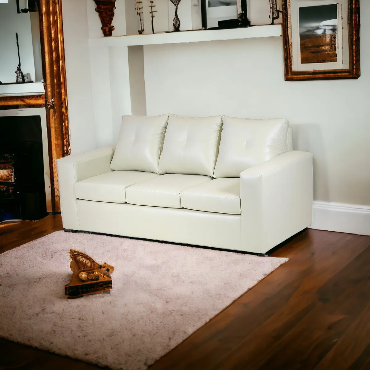 MUEBLES AMERICA - Sofá Emilia 3 Cuerpos Pu Beige