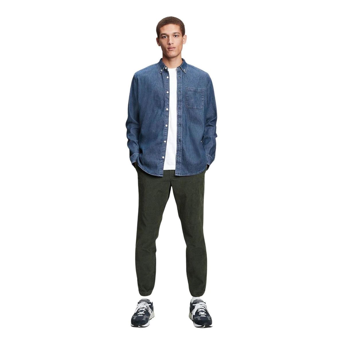 GAP - Camisa Jeans Light Indigo Azul GAP