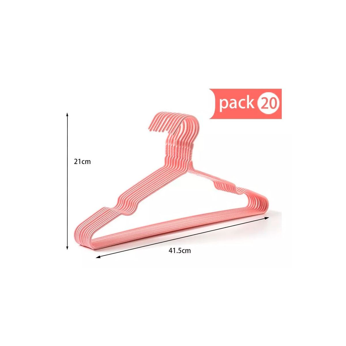 GENERICO - Set 20 Unidades Ganchos Colgadores De Ropa Rosa