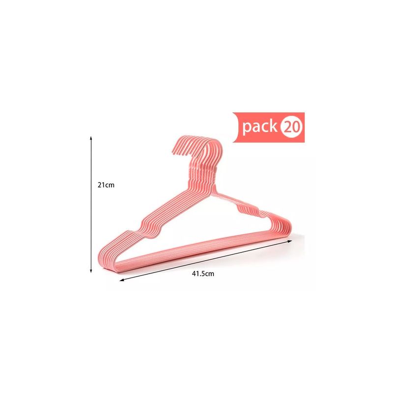 GENERICO - Set 20 Unidades Ganchos Colgadores De Ropa Rosa