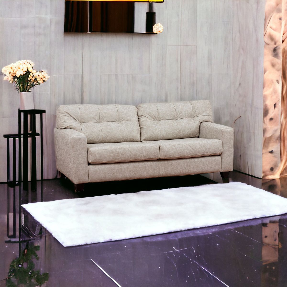 MUEBLES AMERICA - Sofá Berlín 3 Cuerpos Cuero Auris Beige