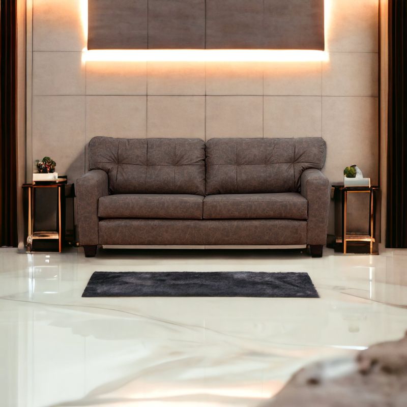 MUEBLES AMERICA - Sofá Berlín 3 Cuerpos Cuero Auris Café