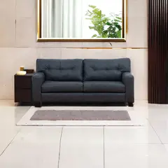 MUEBLES AMERICA - Sofá Berlín 3 Cuerpos Cuero Auris Negro