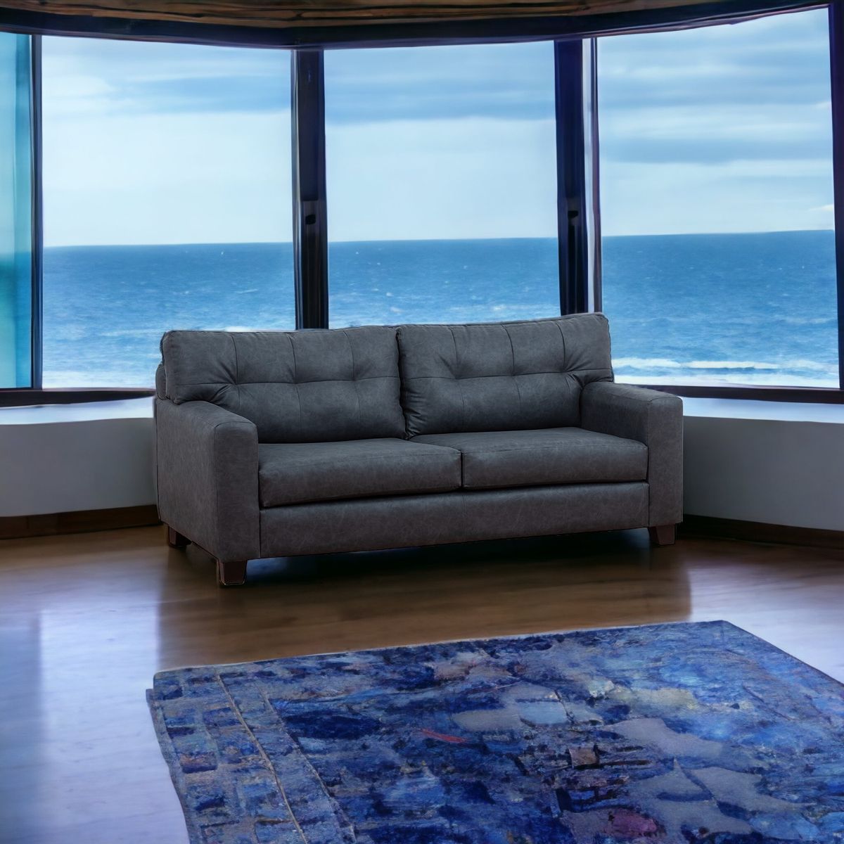 MUEBLES AMERICA - Sofá Berlín 3 Cuerpos Cuero Auris Negro.