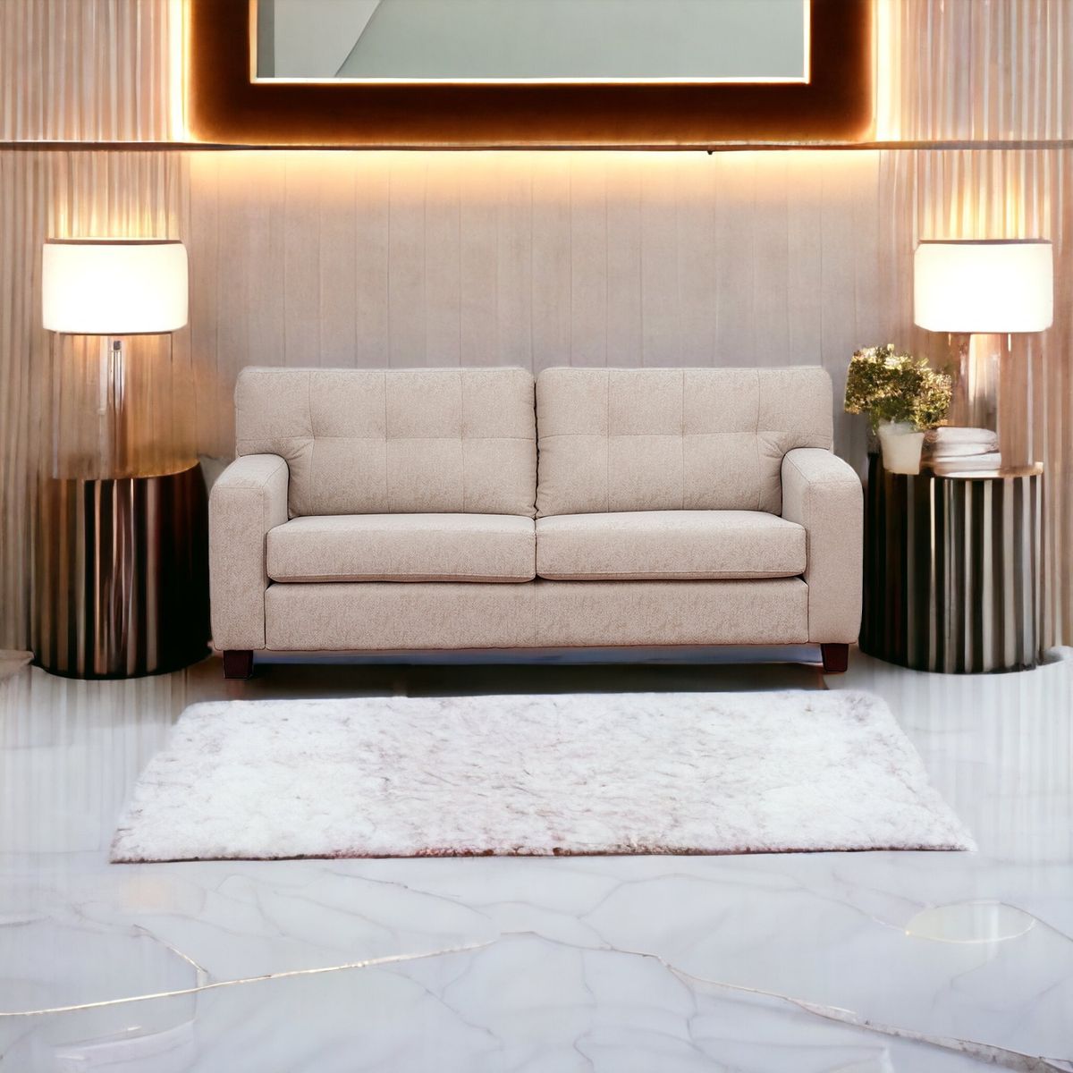 MUEBLES AMERICA - Sofá Berlín 3 Cuerpos Lino Beige