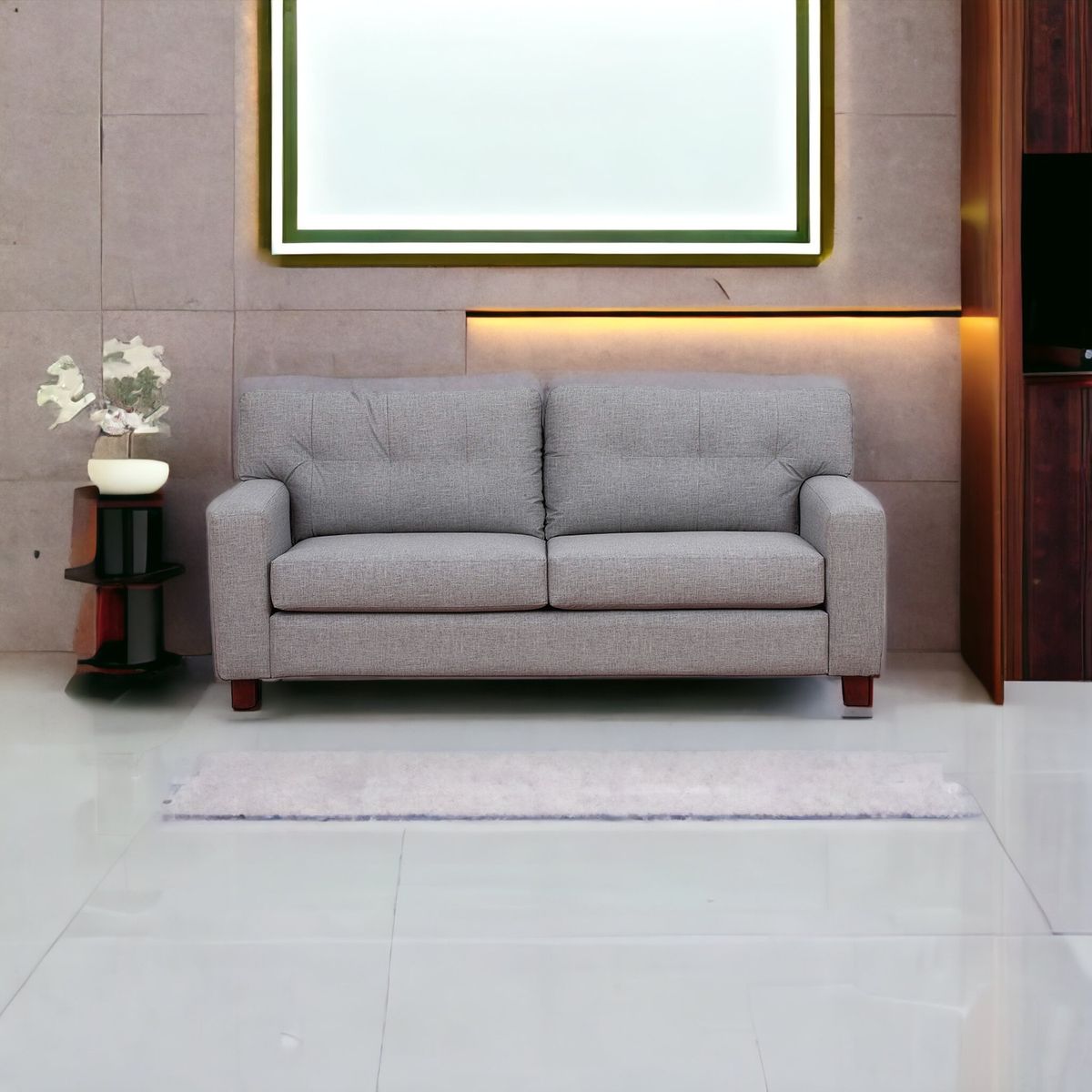 MUEBLES AMERICA - Sofá Berlín 3 Cuerpos Cuero Benevento Gris