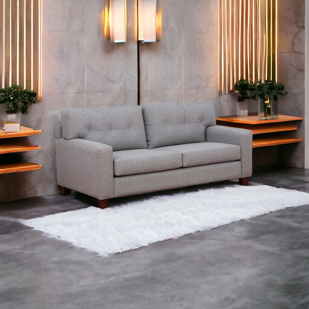 MUEBLES AMERICA - Sofá Berlín 3 Cuerpos Cuero Benevento Gris