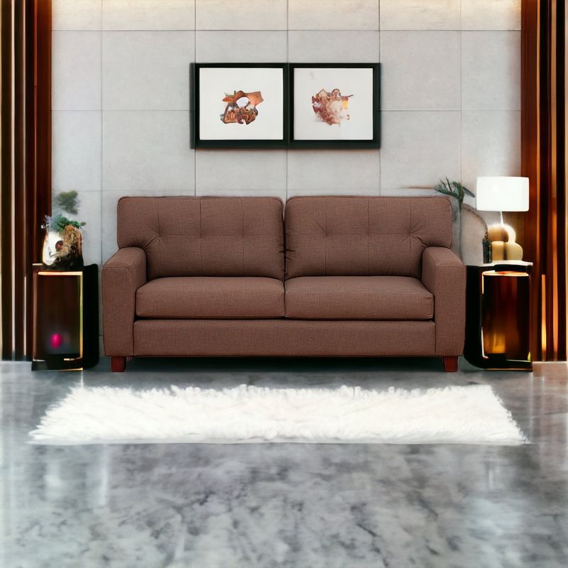 MUEBLES AMERICA - Sofá Berlín 3 Cuerpos Cuero Benevento Café