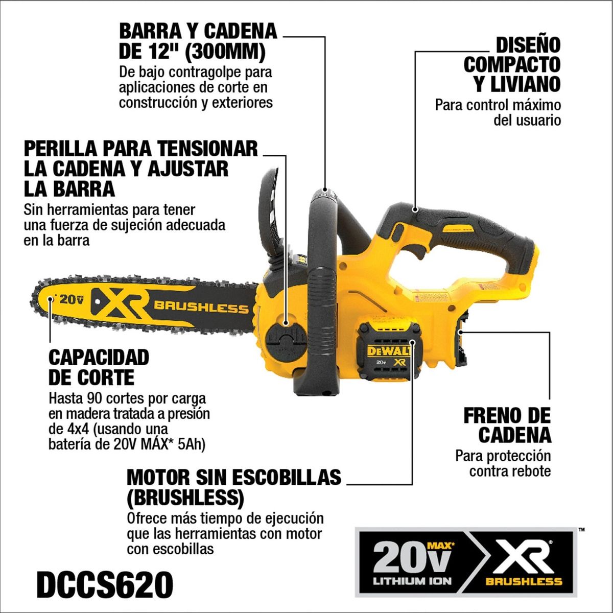 DEWALT - Electrosierra 20v Brushless Sin Baterías Dewalt Dccs620b